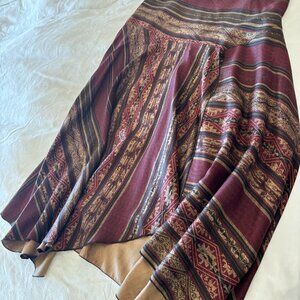 Bohemian wool and silk blend skirt